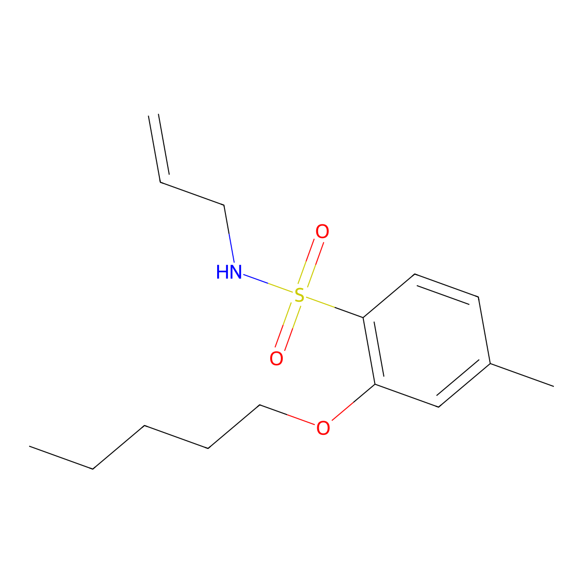 N-allyl-4-methyl-2-(pentyloxy)benzenesulfonamide molecular structure, CAS 1087646-72-7
