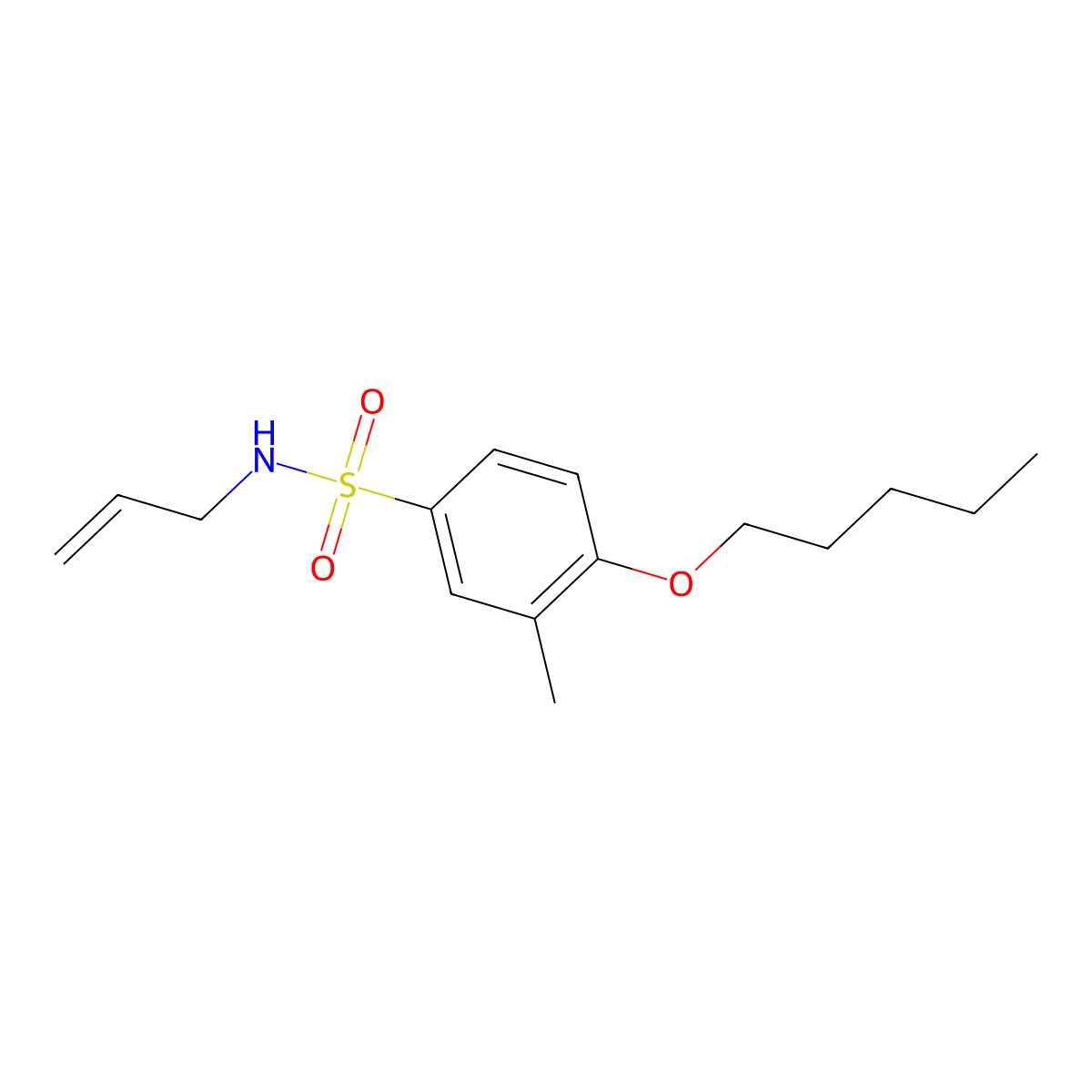 N-allyl-3-methyl-4-(pentyloxy)benzenesulfonamide molecular structure, CAS 1087646-82-9