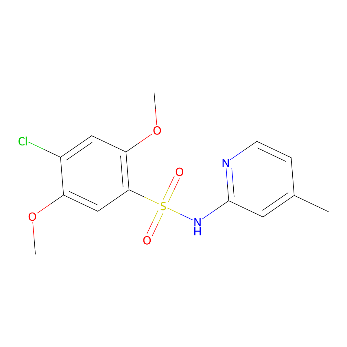 4-chloro-2,5-dimethoxy-N-(4-methylpyridin-2-yl)benzene-1-sulfonamide molecular structure, CAS 1087646-83-0