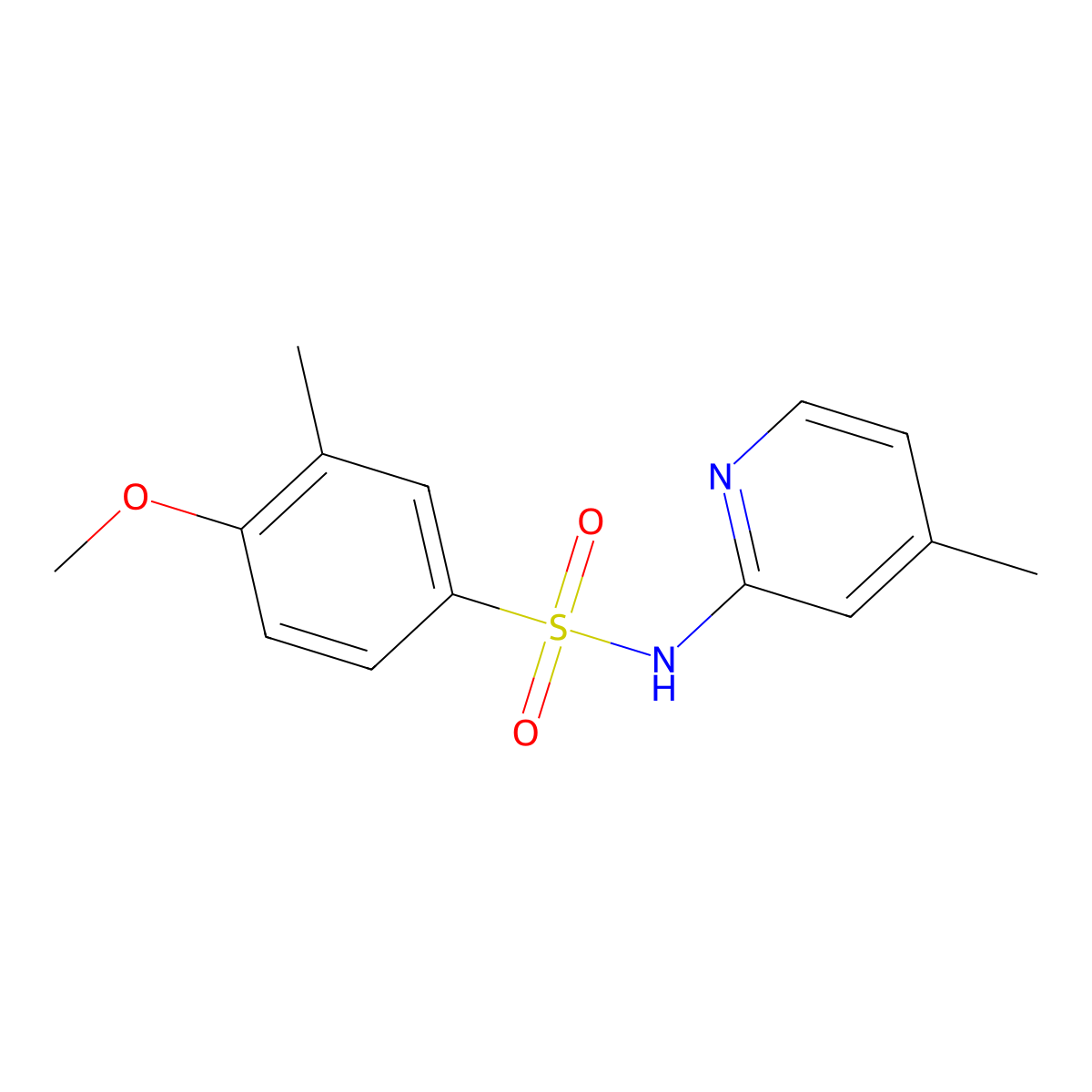 4-methoxy-3-methyl-N-(4-methyl-2-pyridinyl)benzenesulfonamide molecular structure, CAS 1087646-85-2