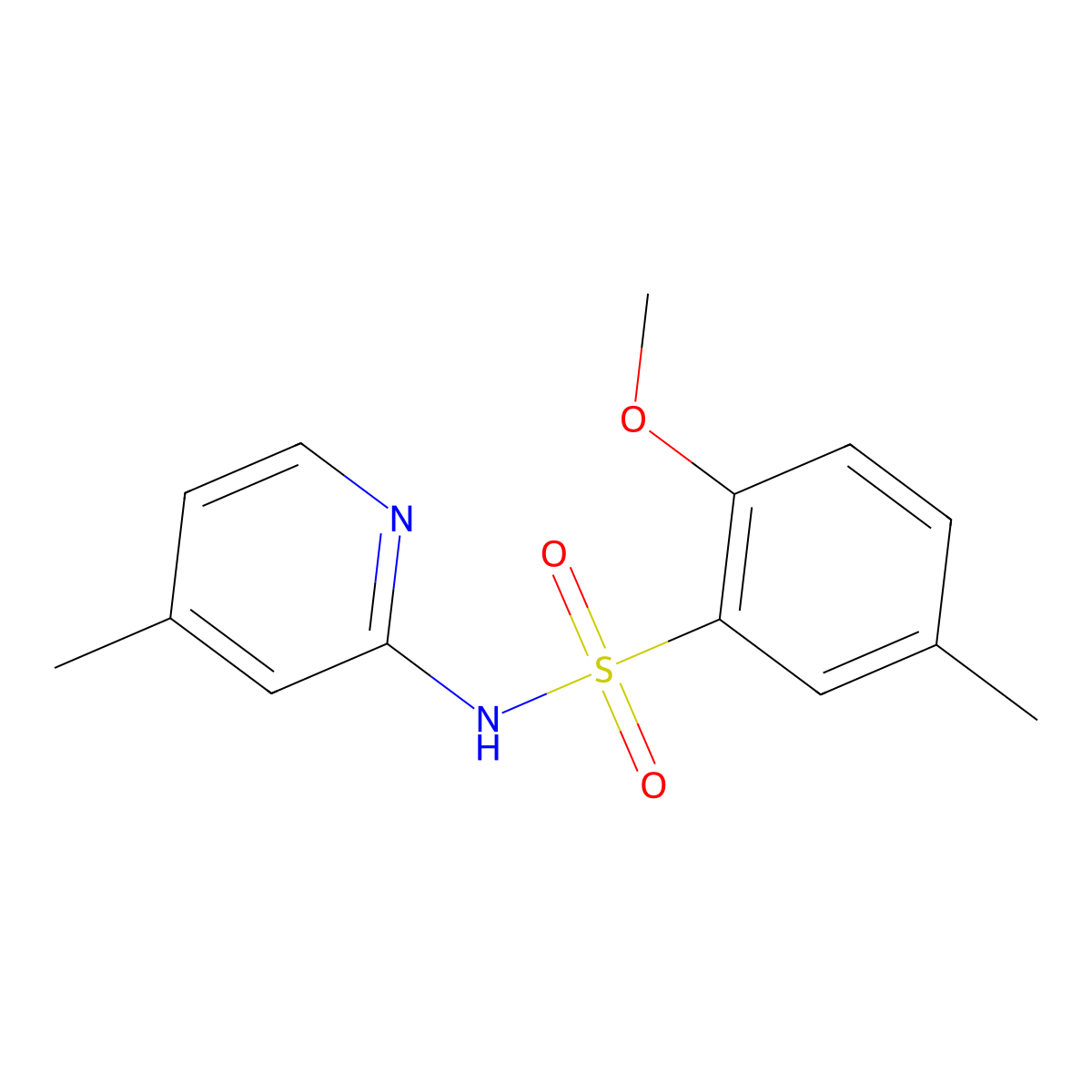 2-methoxy-5-methyl-N-(4-methyl-2-pyridinyl)benzenesulfonamide molecular structure, CAS 1087646-86-3