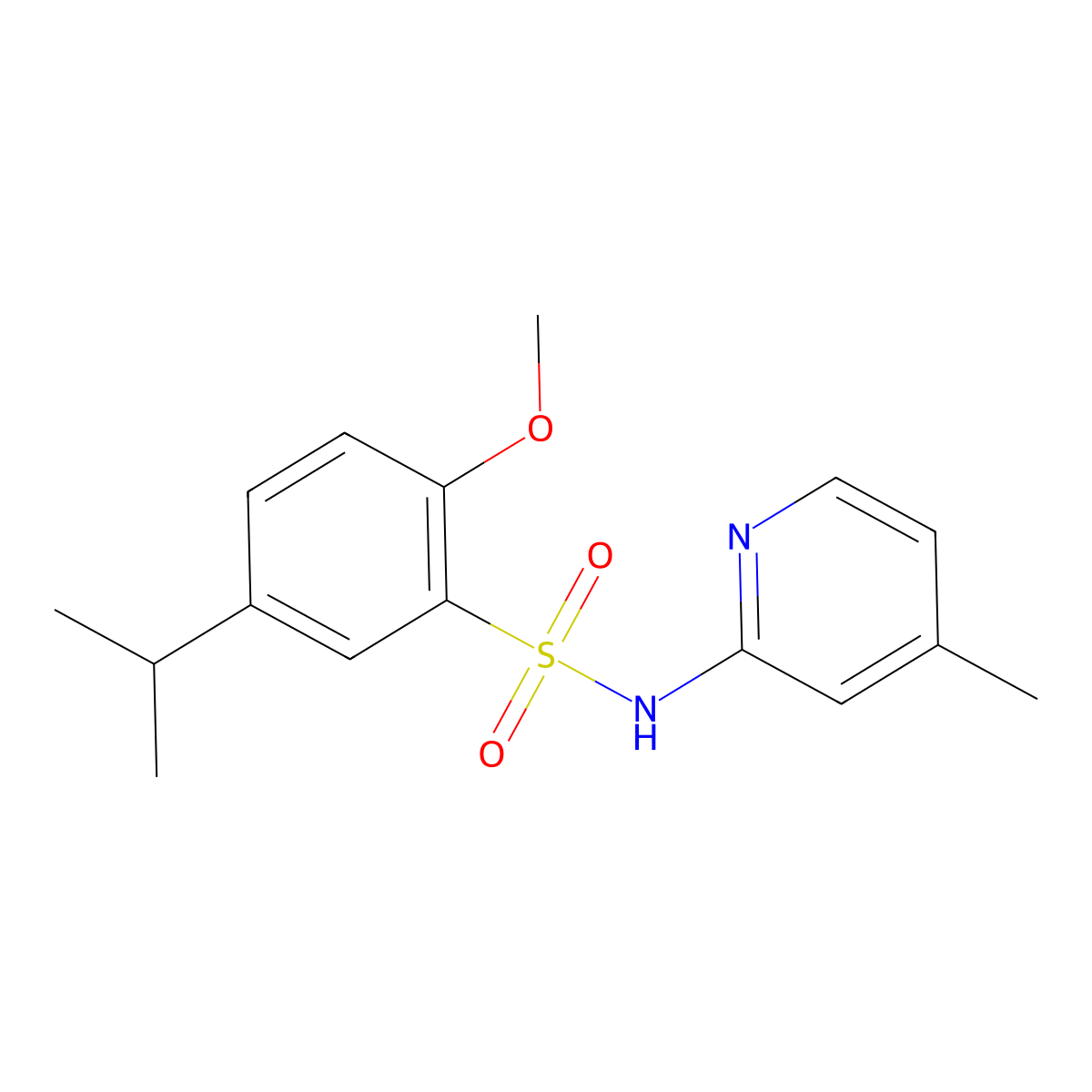 5-isopropyl-2-methoxy-N-(4-methyl-2-pyridinyl)benzenesulfonamide molecular structure, CAS 1087646-87-4