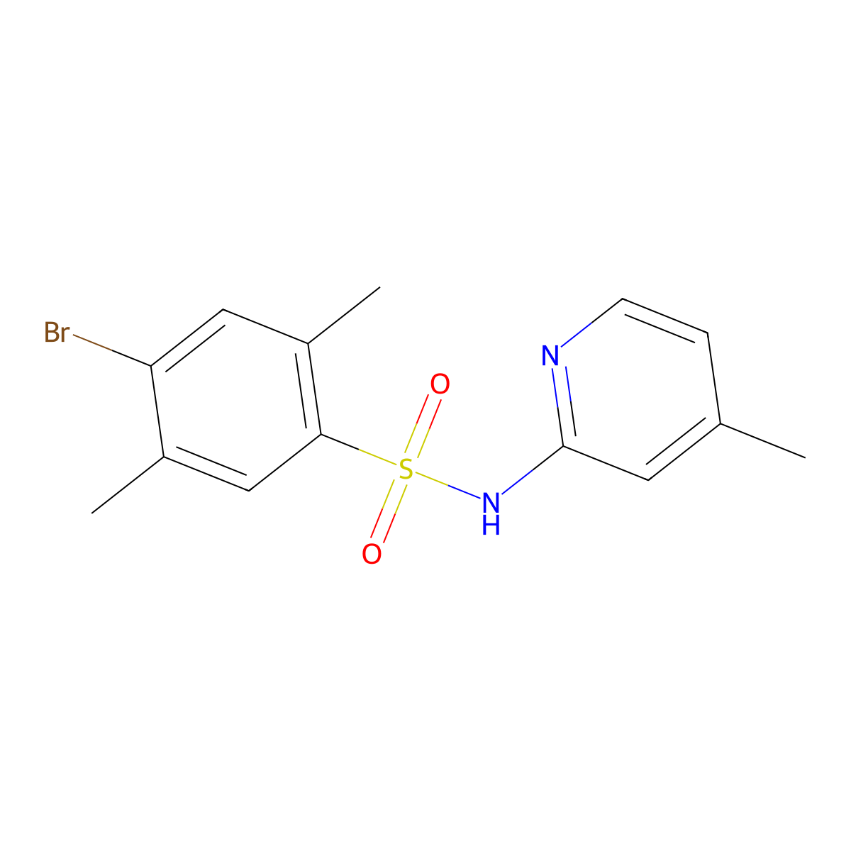 4-bromo-2,5-dimethyl-N-(4-methyl-2-pyridinyl)benzenesulfonamide molecular structure, CAS 1087646-92-1