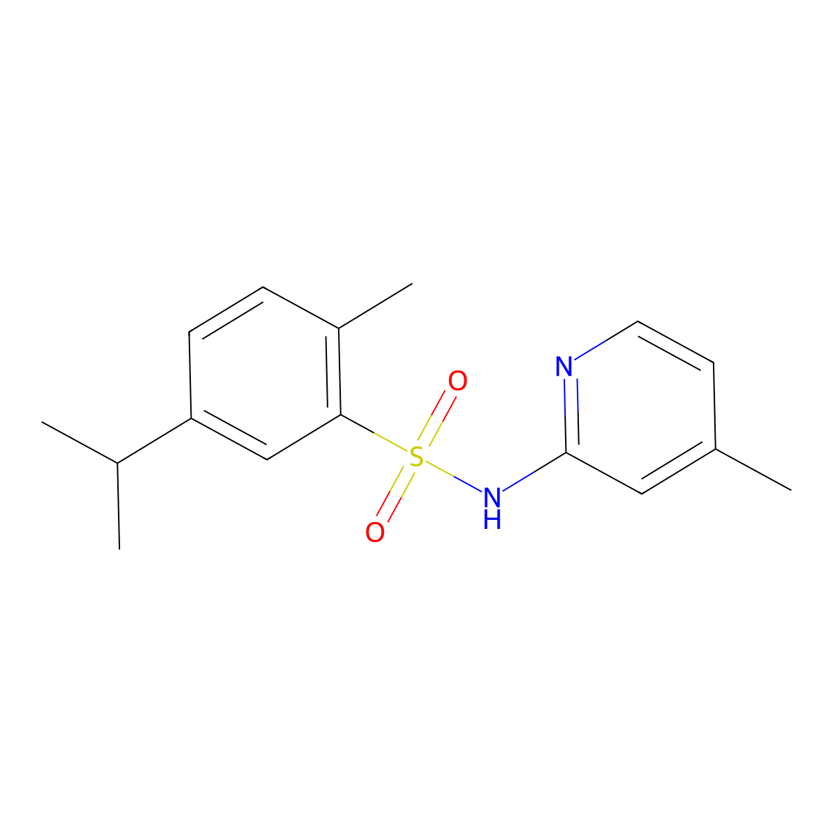 5-isopropyl-2-methyl-N-(4-methyl-2-pyridinyl)benzenesulfonamide molecular structure, CAS 1087646-93-2