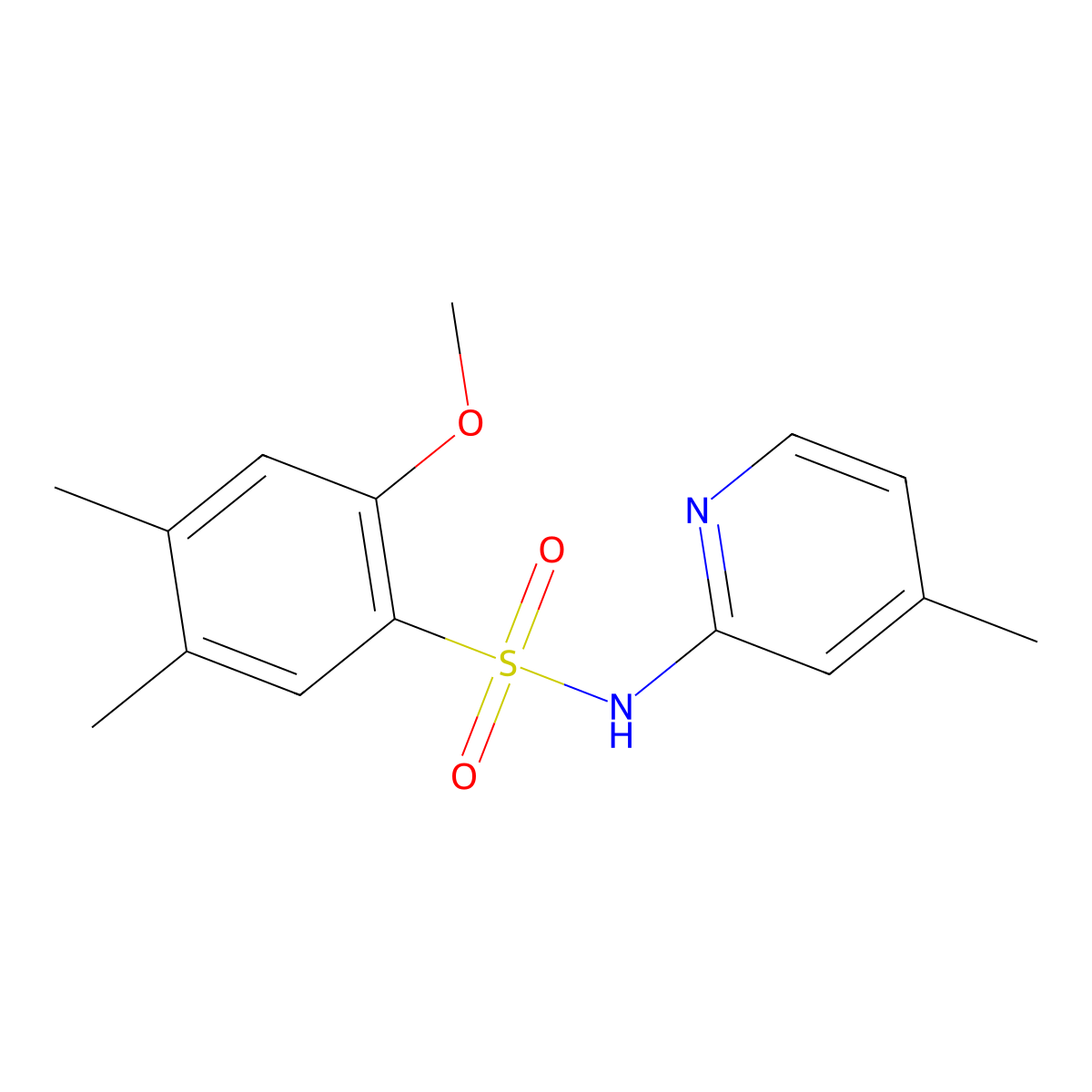 2-methoxy-4,5-dimethyl-N-(4-methyl-2-pyridinyl)benzenesulfonamide molecular structure, CAS 1087646-94-3