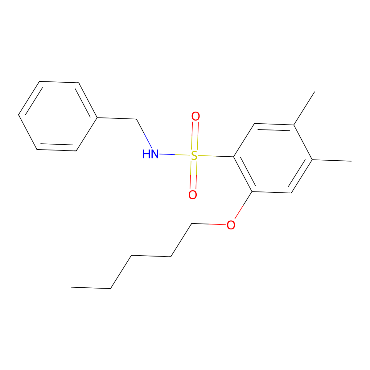 [(4,5-Dimethyl-2-pentyloxyphenyl)sulfonyl]benzylamine molecular structure, CAS 1087647-01-5