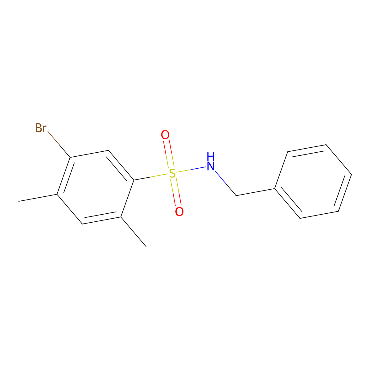 N-benzyl-5-bromo-2,4-dimethylbenzenesulfonamide molecular structure, CAS 1087647-03-7