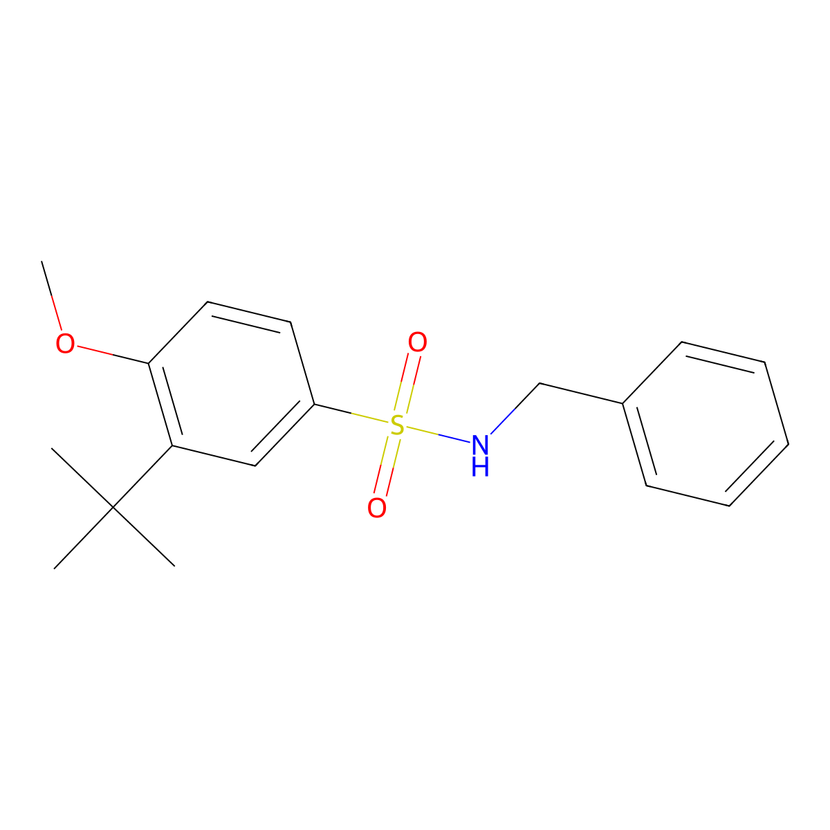 N-benzyl-3-tert-butyl-4-methoxybenzenesulfonamide molecular structure, CAS 1087647-08-2