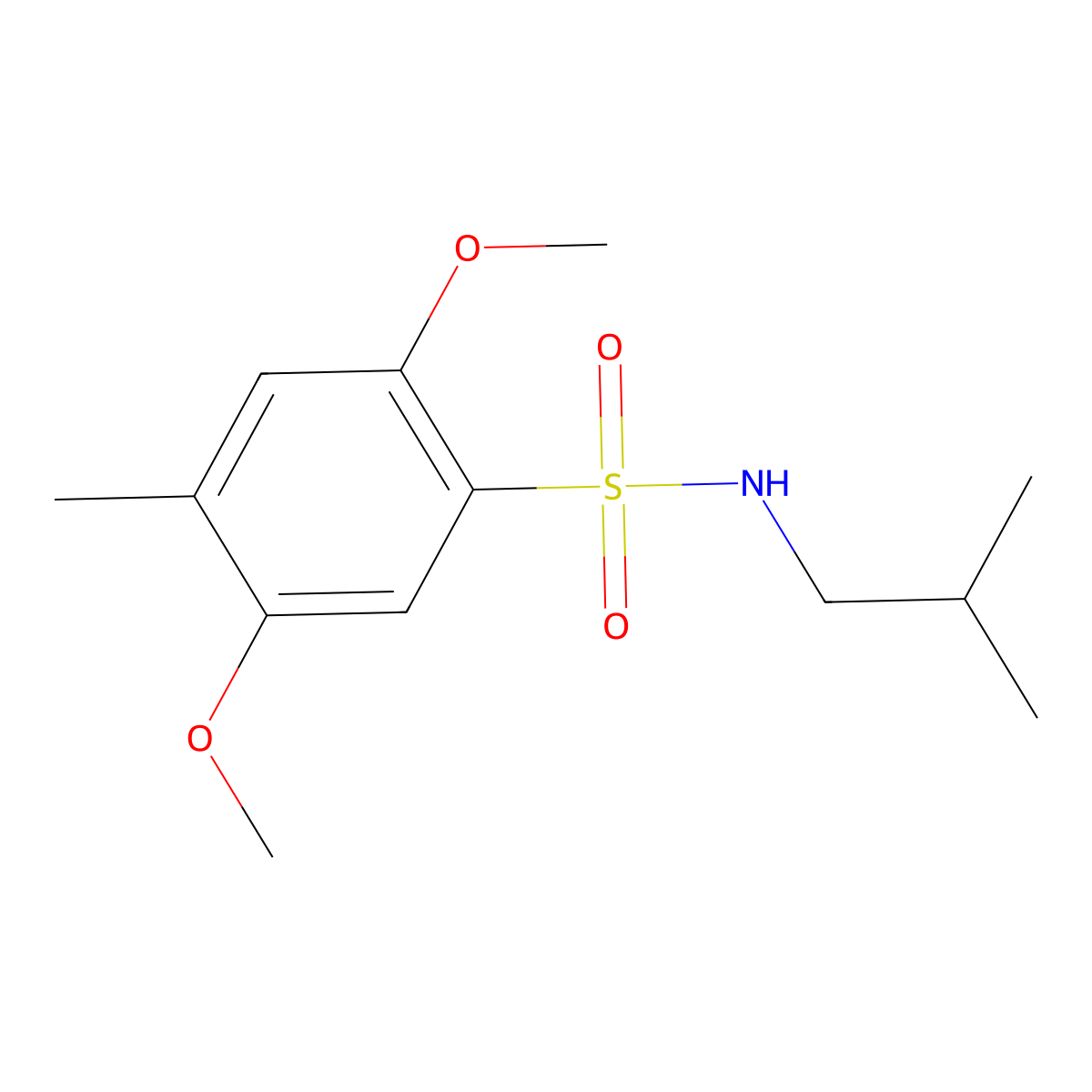 N-isobutyl-2,5-dimethoxy-4-methylbenzenesulfonamide molecular structure, CAS 1087647-09-3