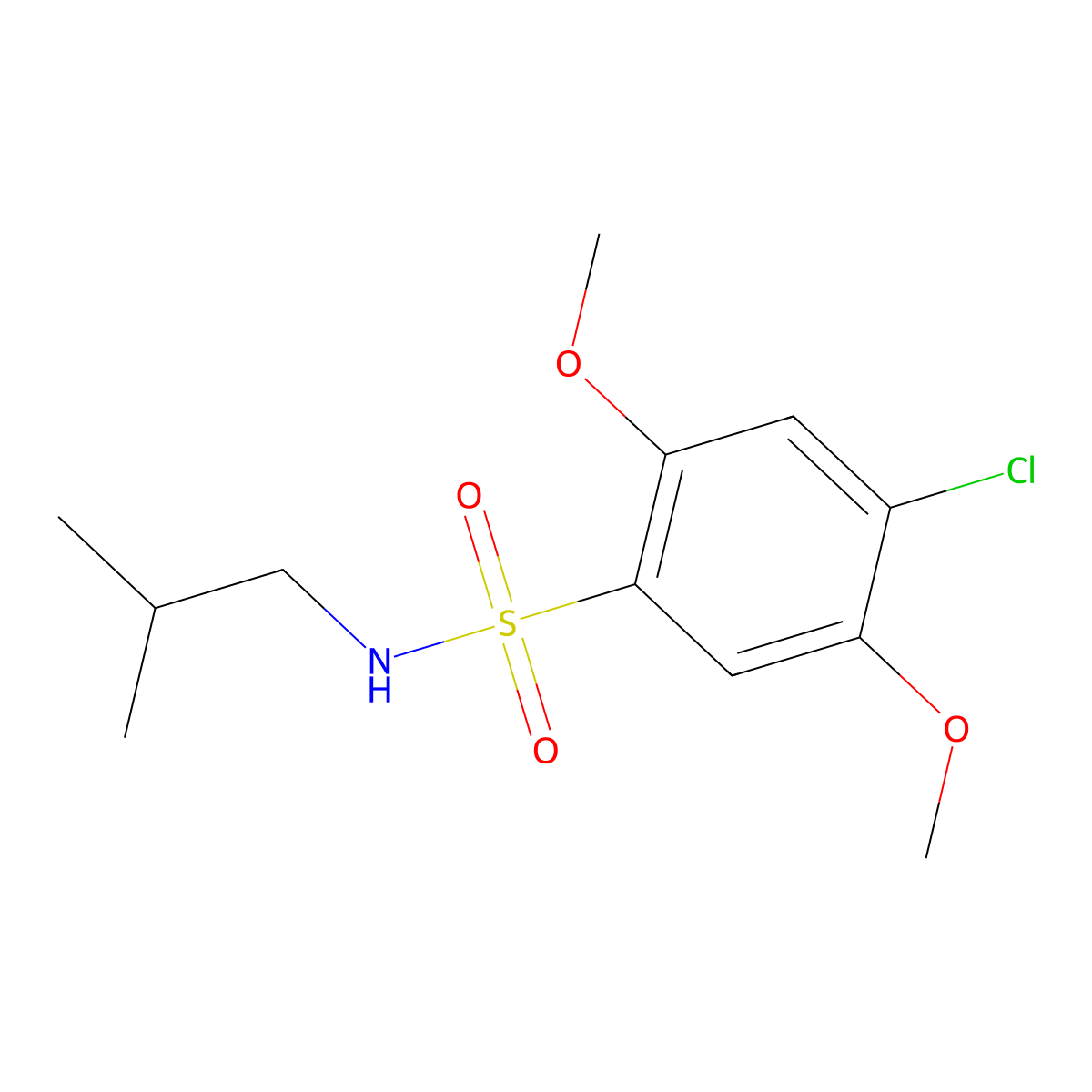 4-chloro-N-isobutyl-2,5-dimethoxybenzenesulfonamide molecular structure, CAS 1087647-10-6