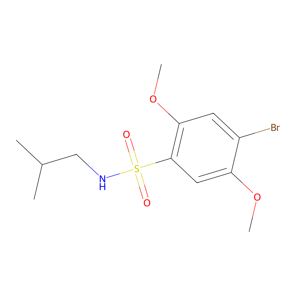 4-bromo-N-isobutyl-2,5-dimethoxybenzenesulfonamide molecular structure, CAS 1087647-11-7