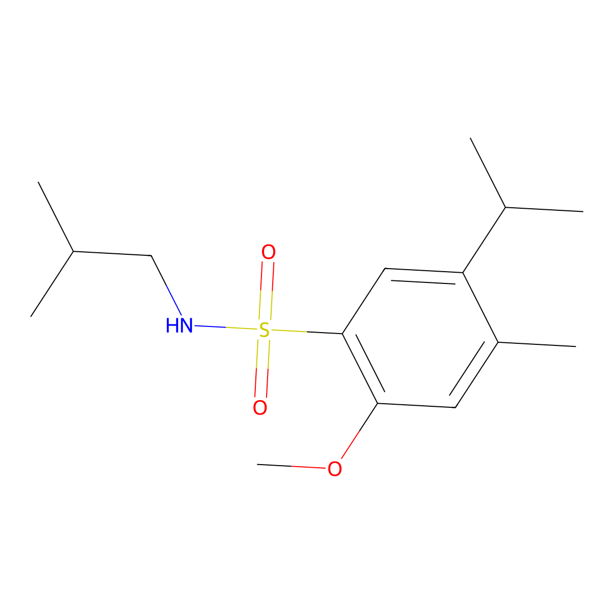 N-isobutyl-5-isopropyl-2-methoxy-4-methylbenzenesulfonamide molecular structure, CAS 1087647-15-1