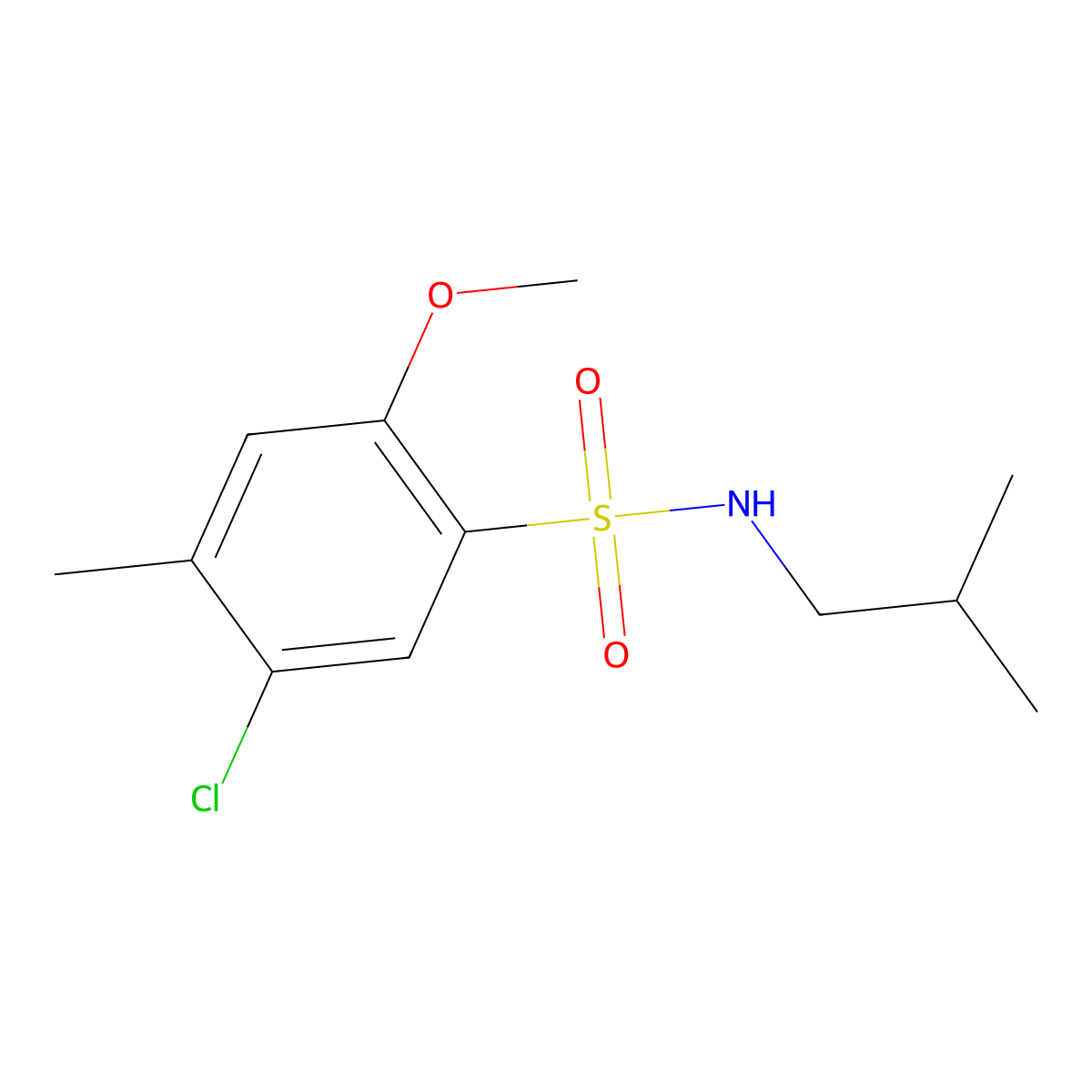 5-chloro-N-isobutyl-2-methoxy-4-methylbenzenesulfonamide molecular structure, CAS 1087647-16-2
