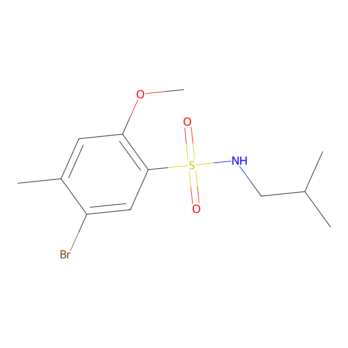 5-bromo-N-isobutyl-2-methoxy-4-methylbenzenesulfonamide molecular structure, CAS 1087647-17-3