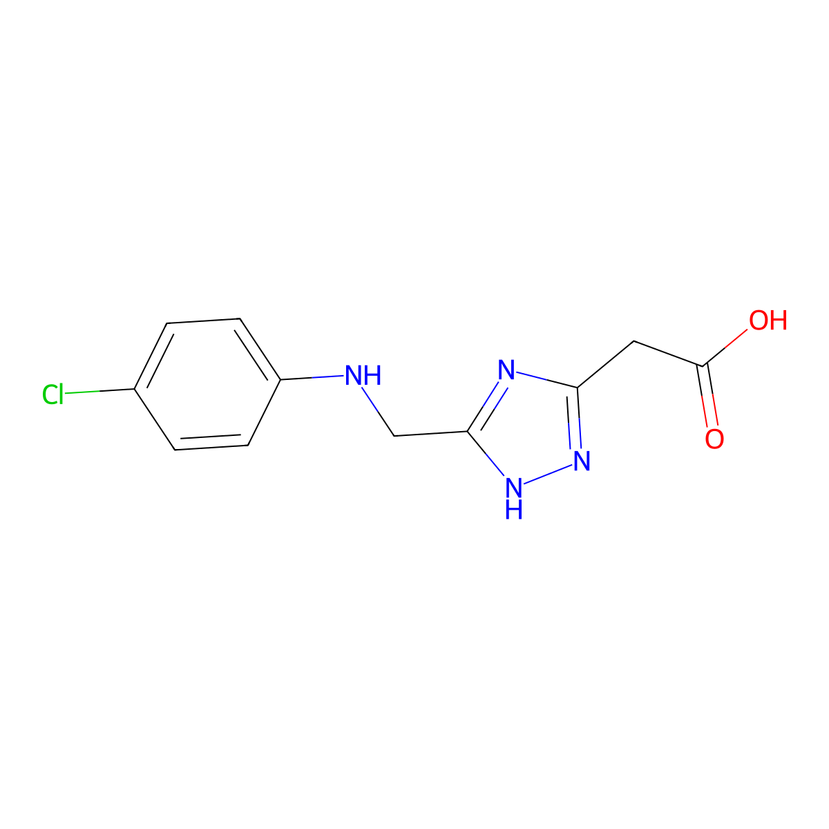 (5-{[(4-chlorophenyl)amino]methyl}-4H-1,2,4-triazol-3-yl)acetic acid molecular structure, CAS 1087648-35-8