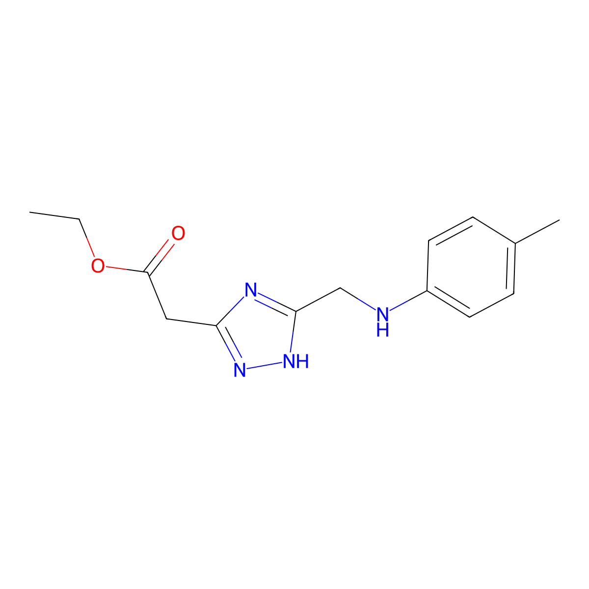 ethyl 2-(3-((p-tolylamino)methyl)-1H-1,2,4-triazol-5-yl)acetate molecular structure, CAS 1087648-38-1