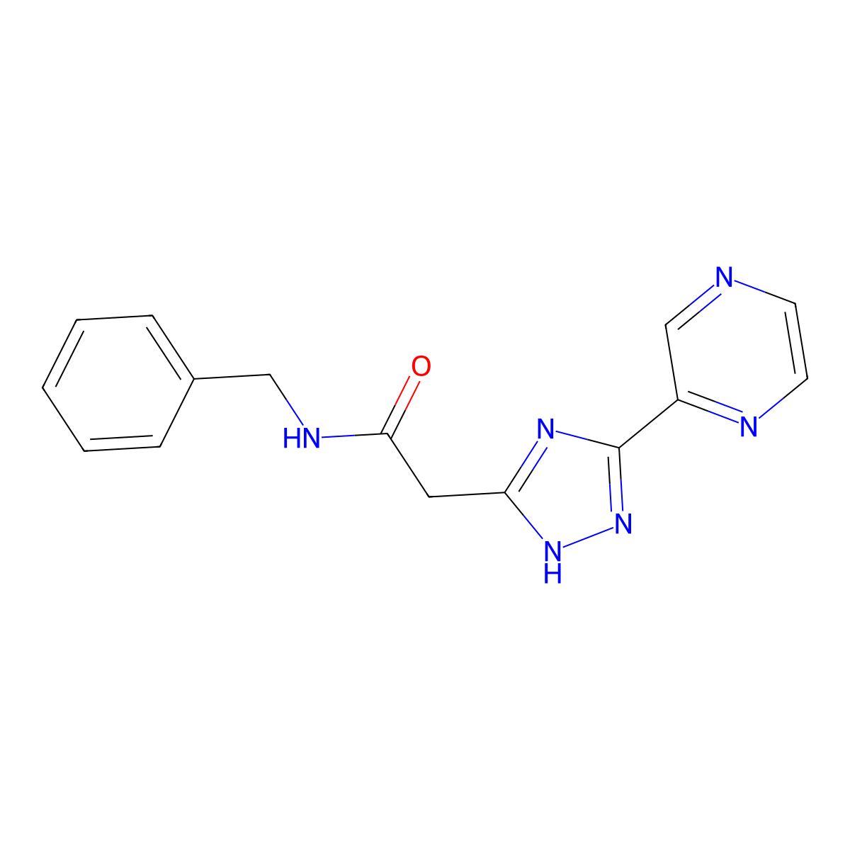 N-benzyl-2-[5-(pyrazin-2-yl)-1H-1,2,4-triazol-3-yl]acetamide molecular structure, CAS 1087648-42-7