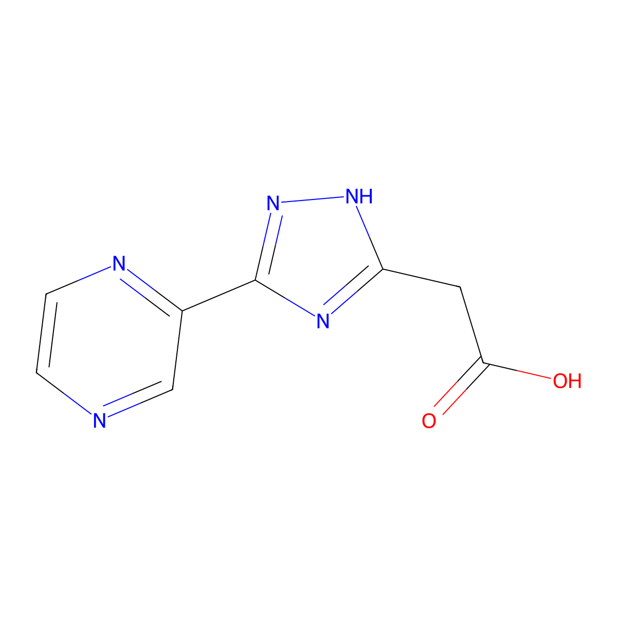 2-(3-(pyrazin-2-yl)-1H-1,2,4-triazol-5-yl)acetic acid molecular structure, CAS 1087648-44-9