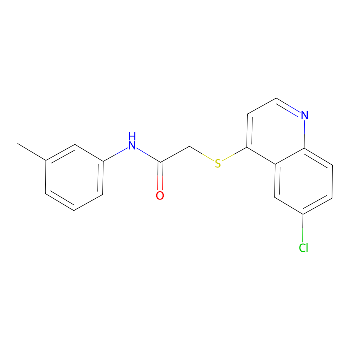 2-((6-chloroquinolin-4-yl)thio)-N-(m-tolyl)acetamide molecular structure, CAS 1087648-45-0