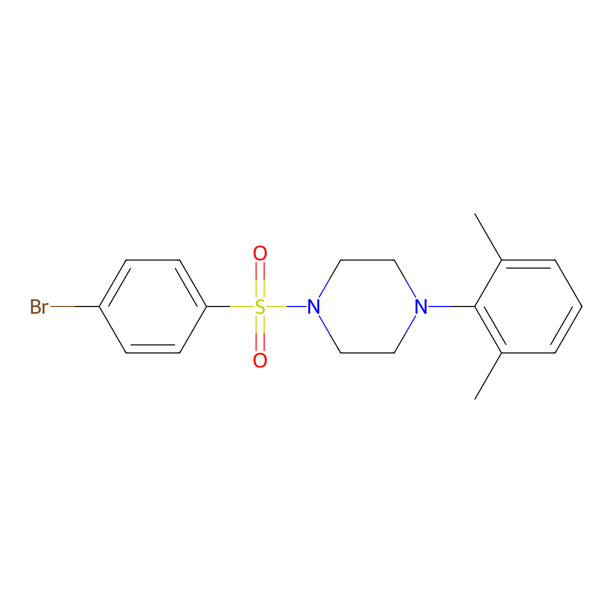 1-[(4-Bromophenyl)sulfonyl]-4-(2,6-dimethylphenyl)piperazine molecular structure, CAS 1087648-69-8