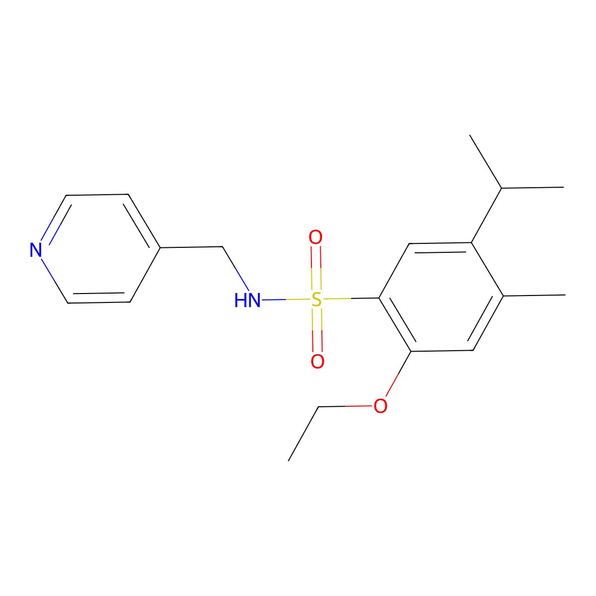 {[2-Ethoxy-4-methyl-5-(methylethyl)phenyl]sulfonyl}(4-pyridylmethyl)amine molecular structure, CAS 1087648-76-7