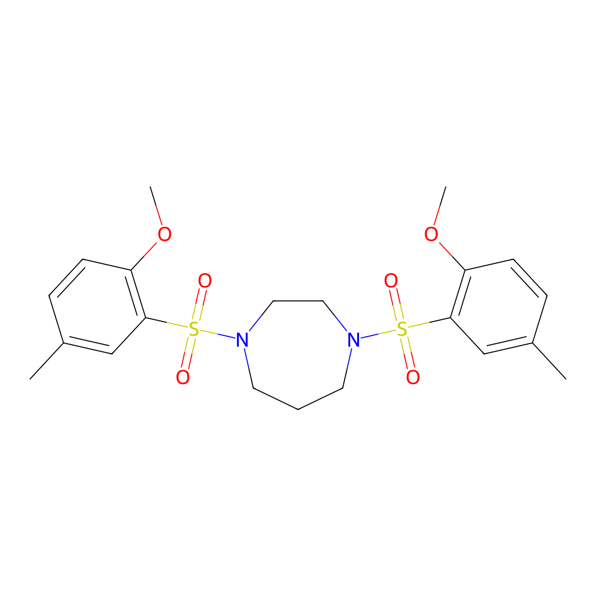 1,4-Bis(2-methoxy-5-methylbenzenesulfonyl)-1,4-diazepane molecular structure, CAS 1087648-77-8