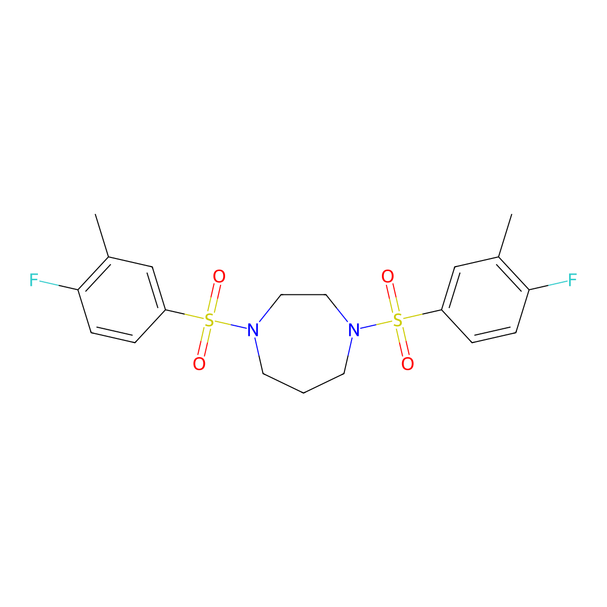1,4-Bis(4-fluoro-3-methylbenzenesulfonyl)-1,4-diazepane molecular structure, CAS 1087648-78-9
