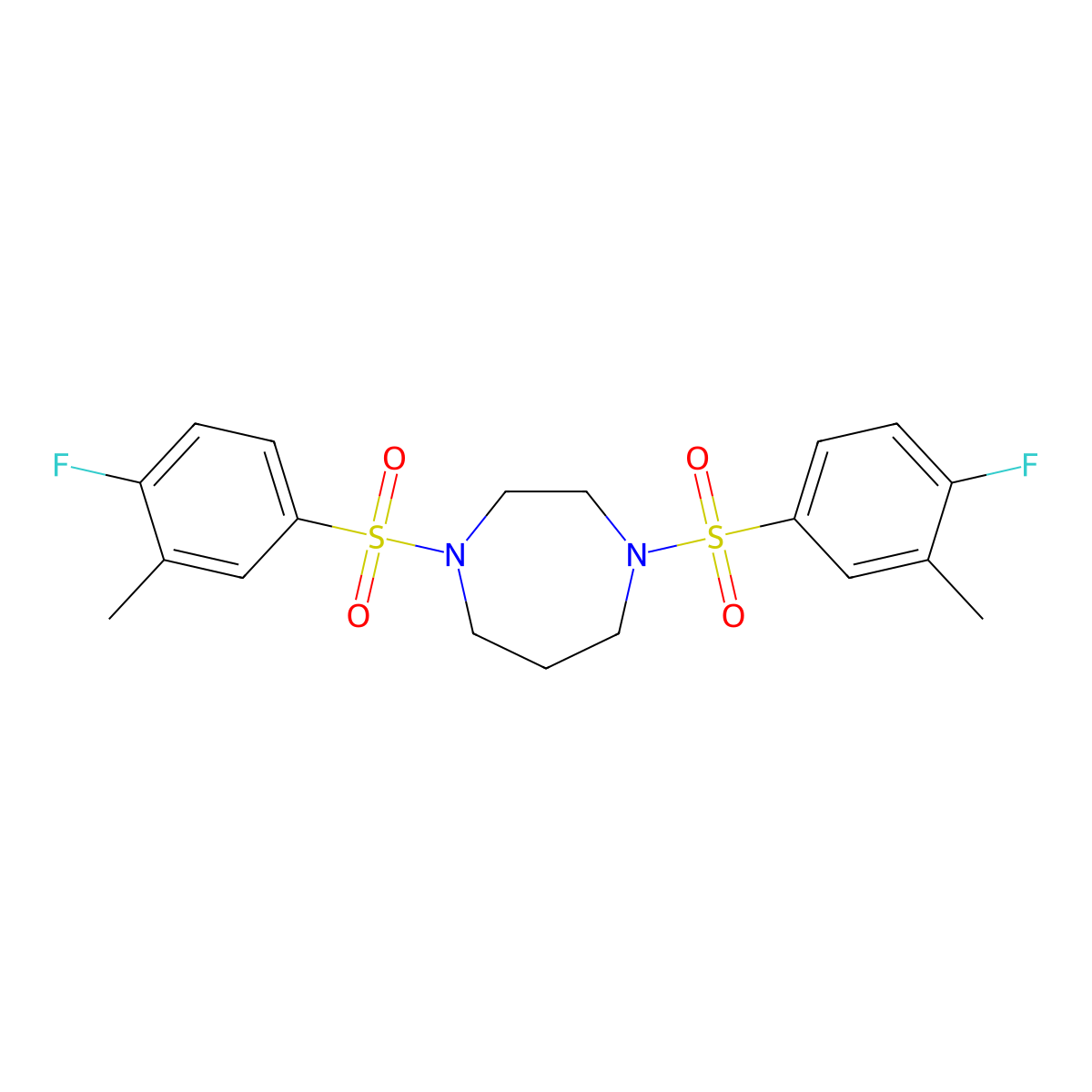 1,4-Bis(4-fluoro-3-methylbenzenesulfonyl)-1,4-diazepane molecular structure, CAS 1087648-78-9
