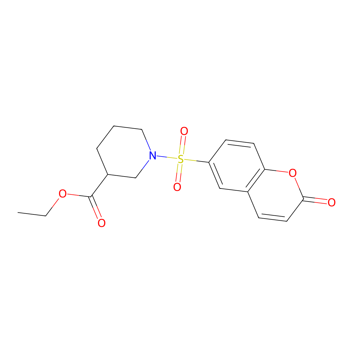 Ethyl 1-[(2-oxochromen-6-yl)sulfonyl]piperidine-3-carboxylate molecular structure, CAS 1087648-81-4