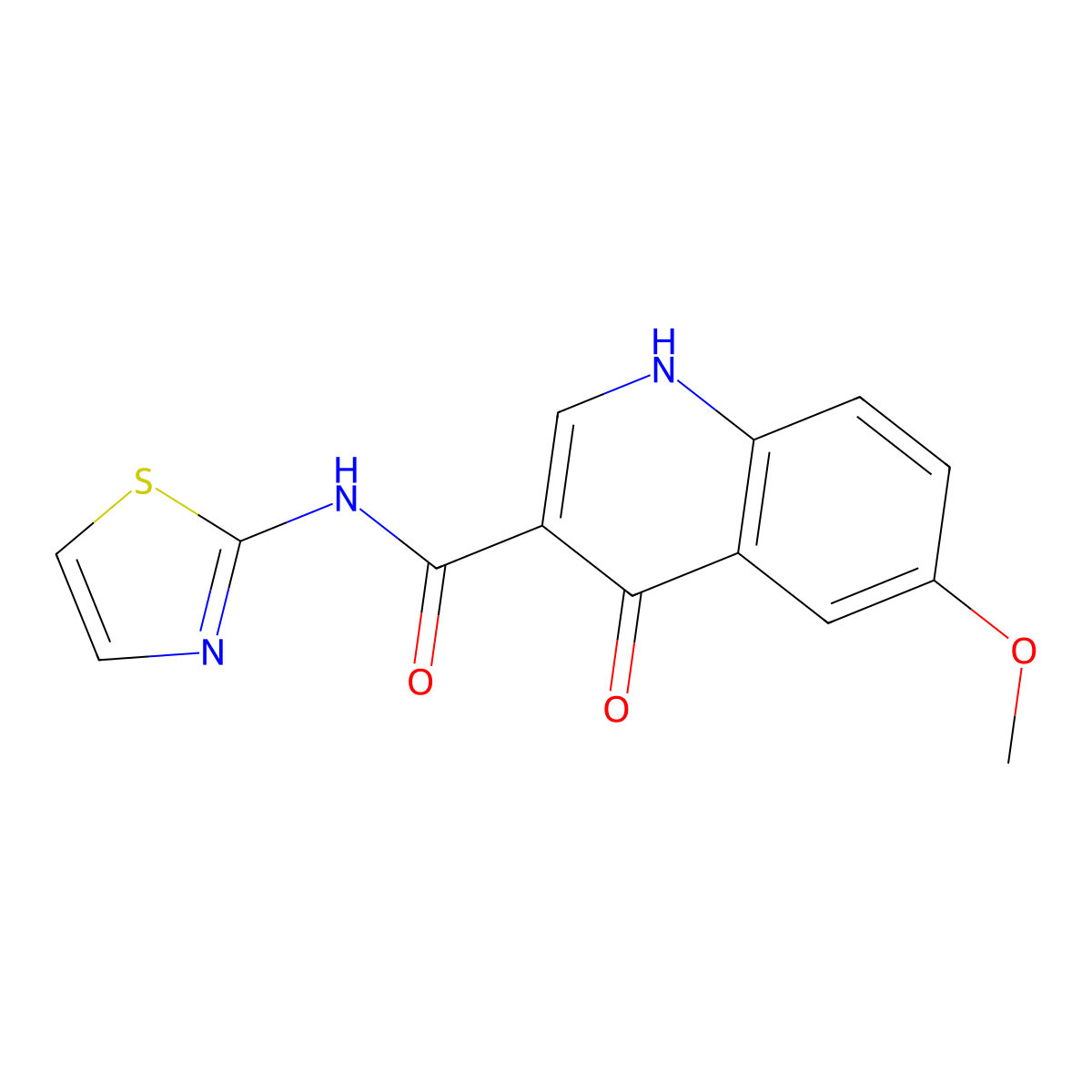 6-methoxy-4-oxo-N-(1,3-thiazol-2-yl)-1,4-dihydroquinoline-3-carboxamide molecular structure, CAS 1087651-02-2