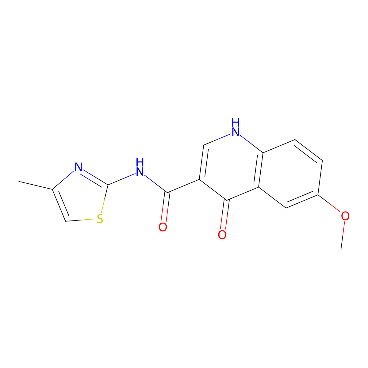 6-methoxy-N-[(2Z)-4-methyl-1,3-thiazol-2(3H)-ylidene]-4-oxo-1,4-dihydroquinoline-3-carboxamide molecular structure, CAS 1087651-53-3