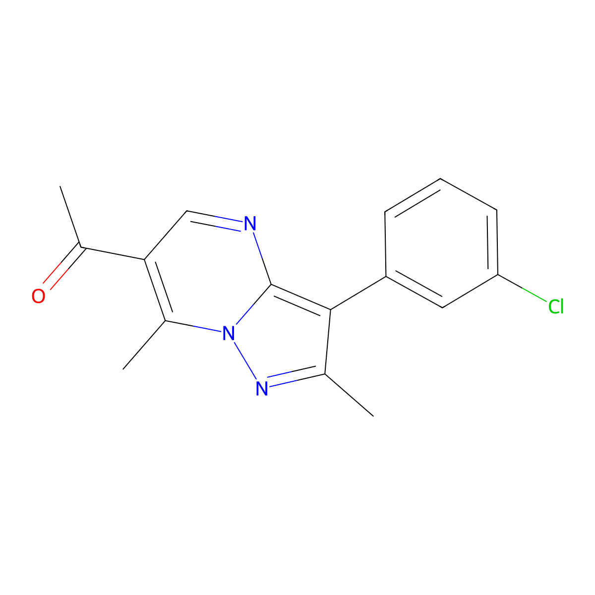 1-[3-(3-Chlorophenyl)-2,7-dimethylpyrazolo[1,5-a]pyrimidin-6-yl]ethanone molecular structure, CAS 1087654-15-6