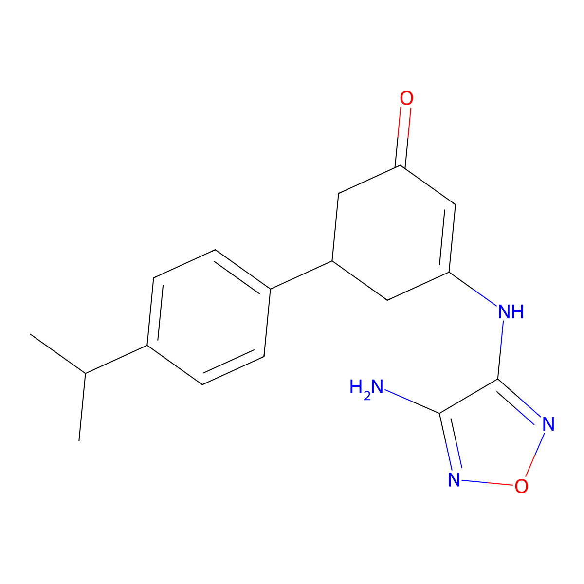 3-[(4-Amino-1,2,5-oxadiazol-3-yl)amino]-5-(4-isopropylphenyl)-2-cyclohexen-1-one molecular structure, CAS 1087654-64-5