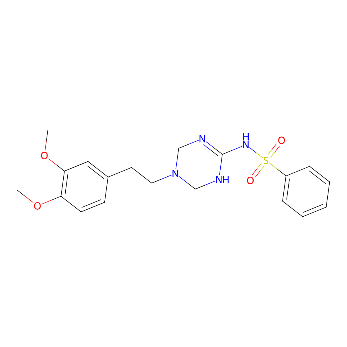 N-{5-[2-(3,4-dimethoxyphenyl)ethyl]-1,4,5,6-tetrahydro-1,3,5-triazin-2-yl}benzenesulfonamide molecular structure, CAS 1087655-52-4