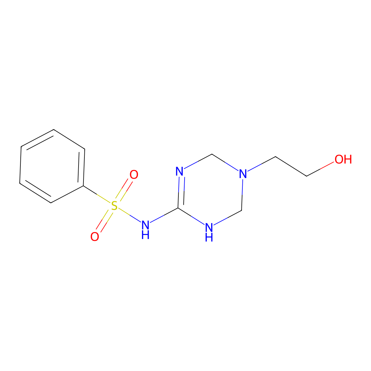 N-[5-(2-hydroxyethyl)-1,4,5,6-tetrahydro-1,3,5-triazin-2-yl]benzenesulfonamide molecular structure, CAS 1087655-56-8