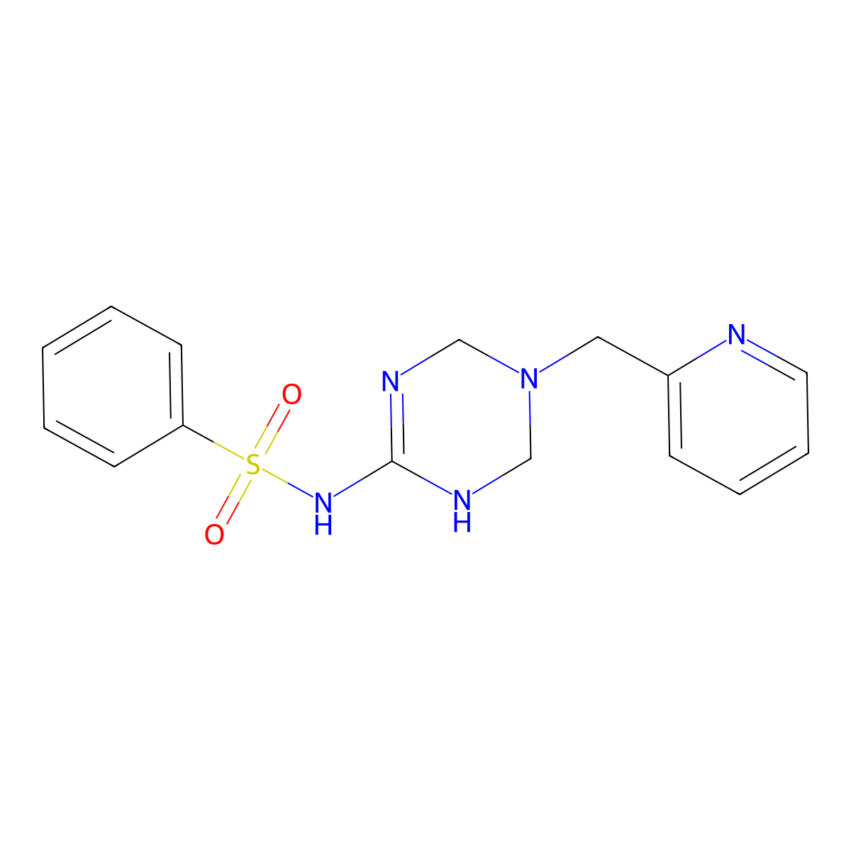 N-[5-(pyridin-2-ylmethyl)-1,4,5,6-tetrahydro-1,3,5-triazin-2-yl]benzenesulfonamide molecular structure, CAS 1087655-65-9