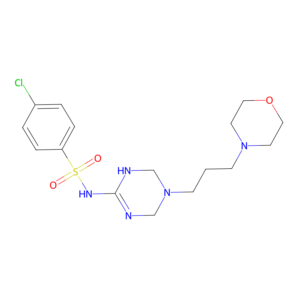 4-chloro-N-{5-[3-(morpholin-4-yl)propyl]-1,4,5,6-tetrahydro-1,3,5-triazin-2-yl}benzenesulfonamide molecular structure, CAS 1087655-88-6