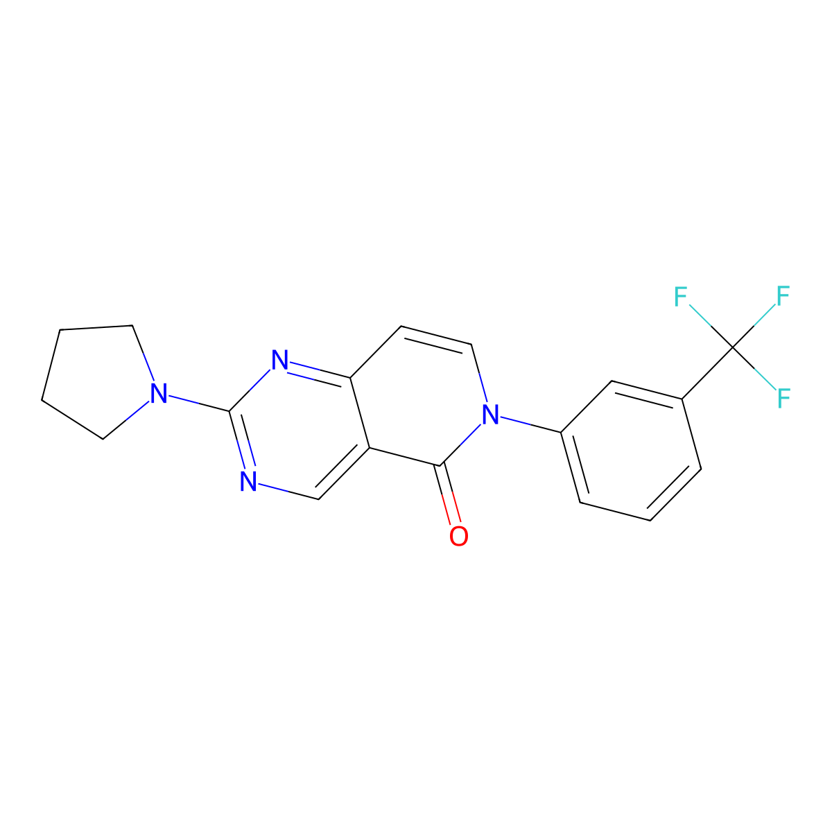 2-(pyrrolidin-1-yl)-6-[3-(trifluoromethyl)phenyl]pyrido[4,3-d]pyrimidin-5(6H)-one molecular structure, CAS 1087657-90-6