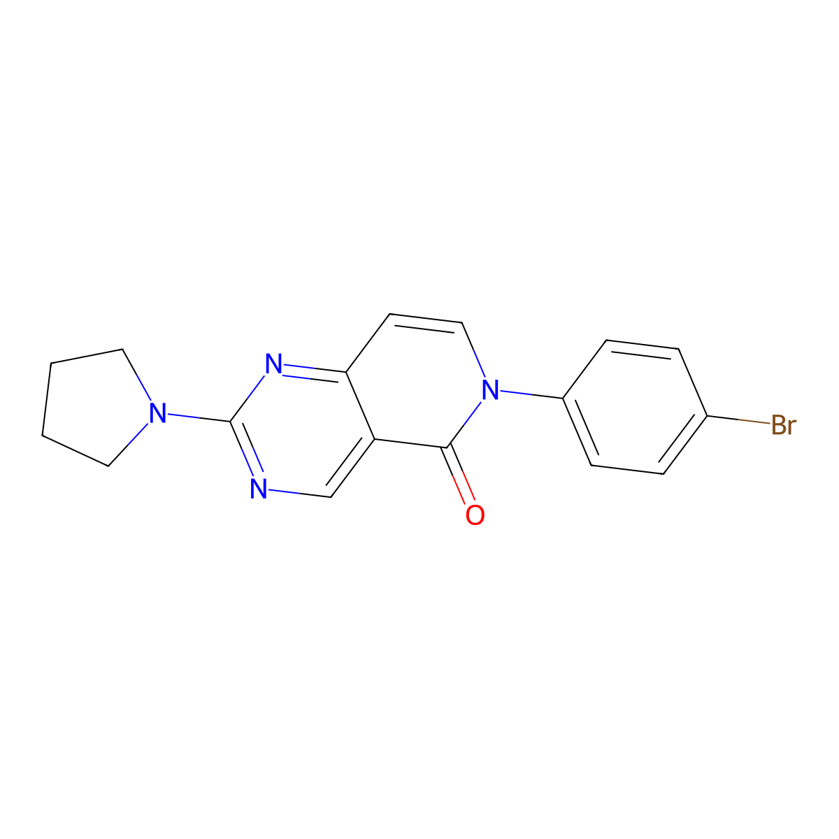 6-(4-bromophenyl)-2-(pyrrolidin-1-yl)pyrido[4,3-d]pyrimidin-5(6H)-one molecular structure, CAS 1087657-93-9