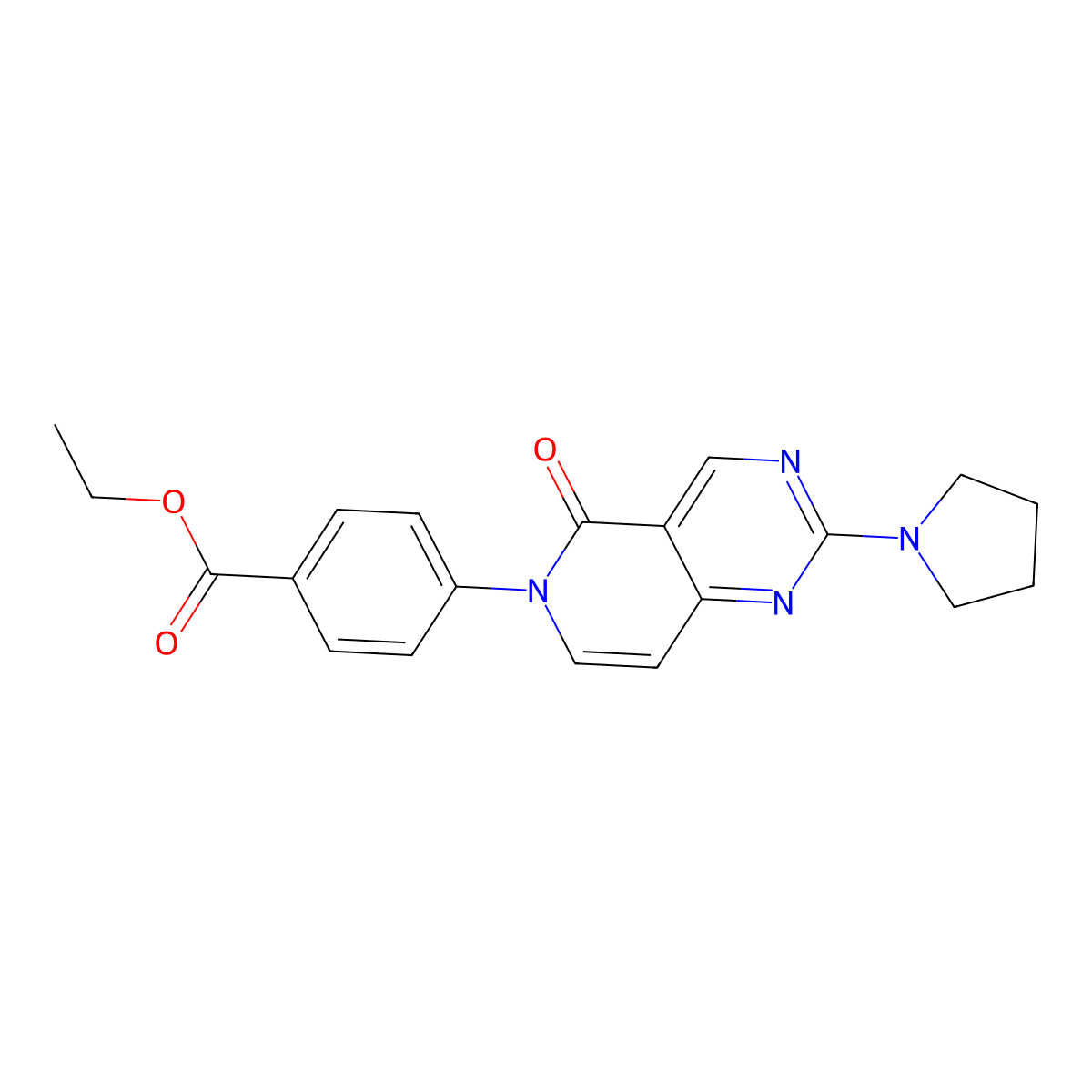ethyl 4-[5-oxo-2-(1-pyrrolidinyl)pyrido[4,3-d]pyrimidin-6(5H)-yl]benzoate molecular structure, CAS 1087658-00-1