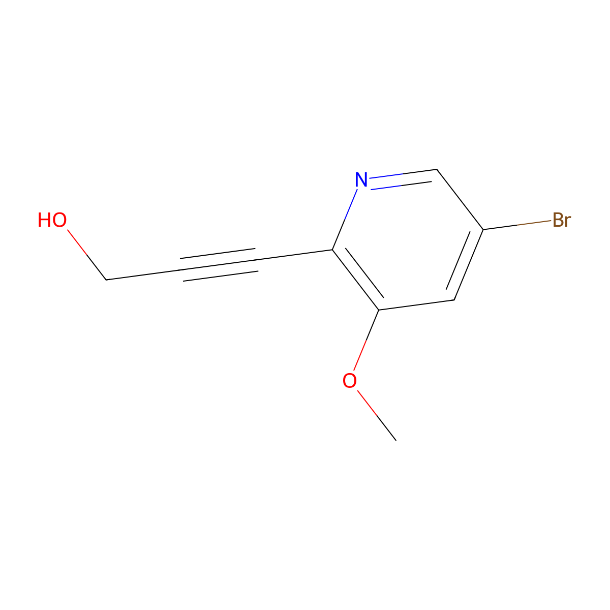 3-(5-Bromo-3-methoxypyridin-2-yl)prop-2-yn-1-ol molecular structure, CAS 1087659-22-0
