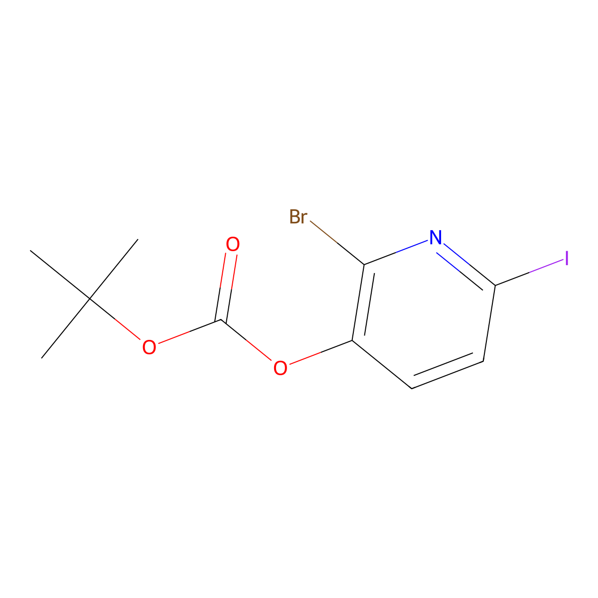 2-Bromo-6-iodopyridin-3-yl tert-butyl carbonate molecular structure, CAS 1087659-26-4