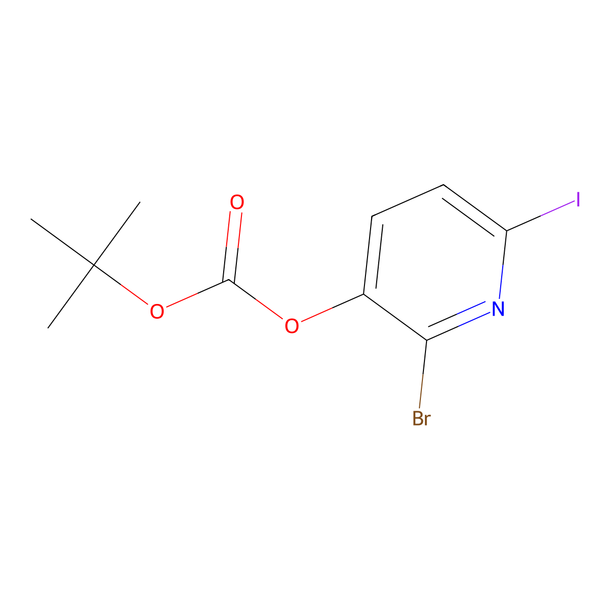 2-Bromo-6-iodopyridin-3-yl tert-butyl carbonate molecular structure, CAS 1087659-26-4