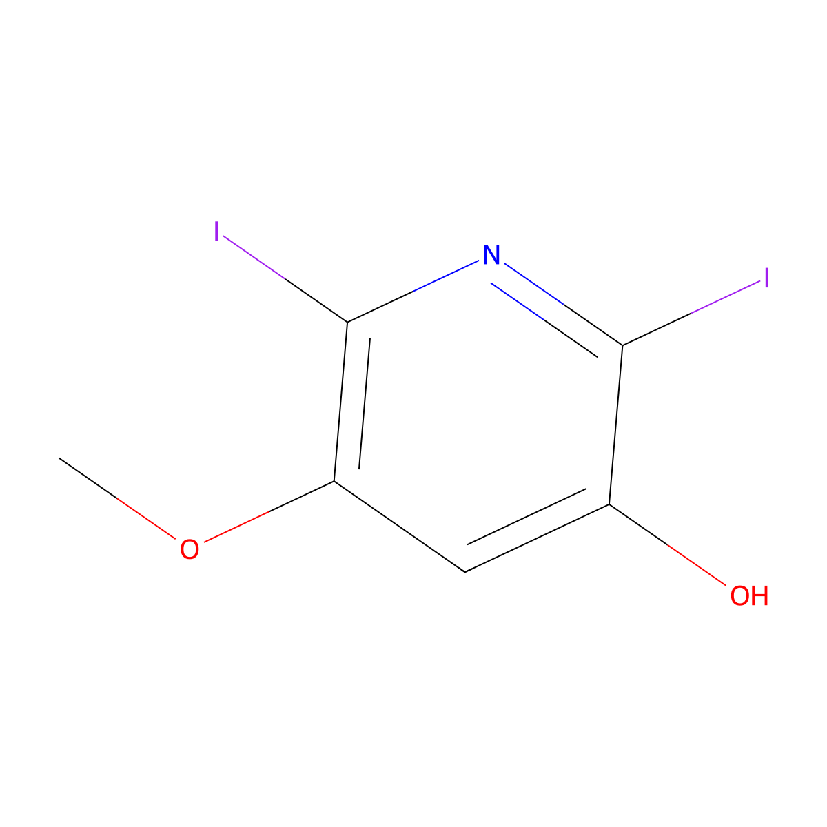 2,6-Diiodo-5-methoxypyridin-3-ol molecular structure, CAS 1087659-27-5
