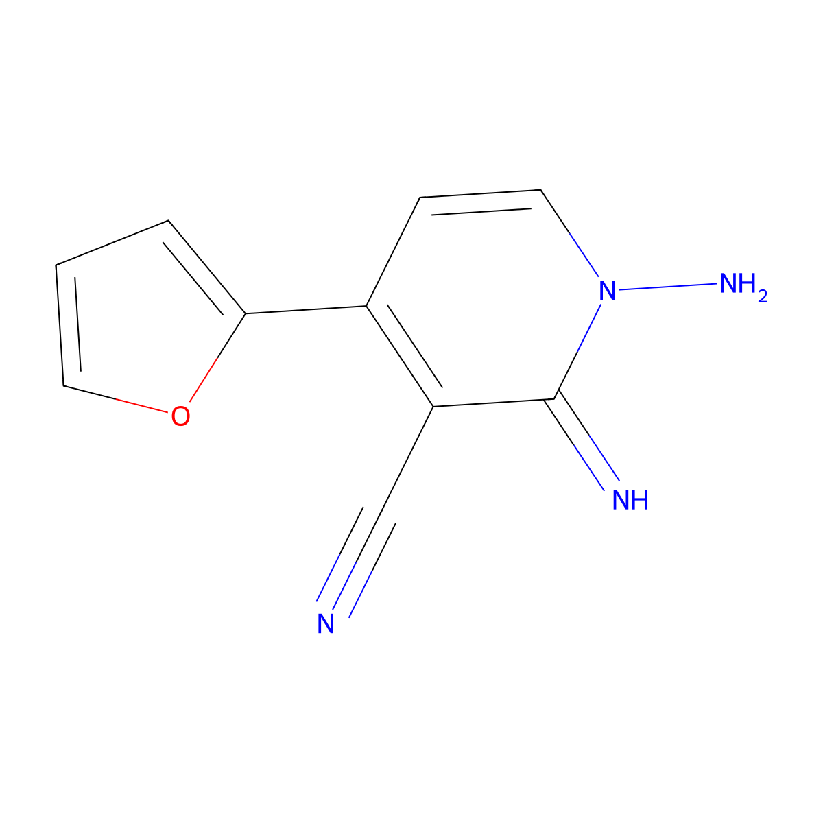 1-Amino-4-(2-furyl)-2-imino-1,2-dihydro-3-pyridinecarbonitrile molecular structure, CAS 108766-99-0
