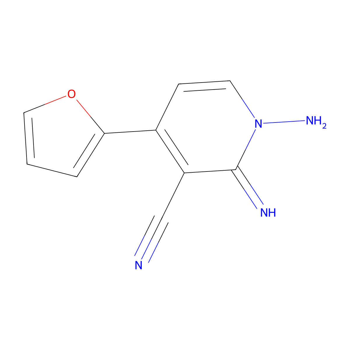 1-Amino-4-(2-furyl)-2-imino-1,2-dihydro-3-pyridinecarbonitrile molecular structure, CAS 108766-99-0