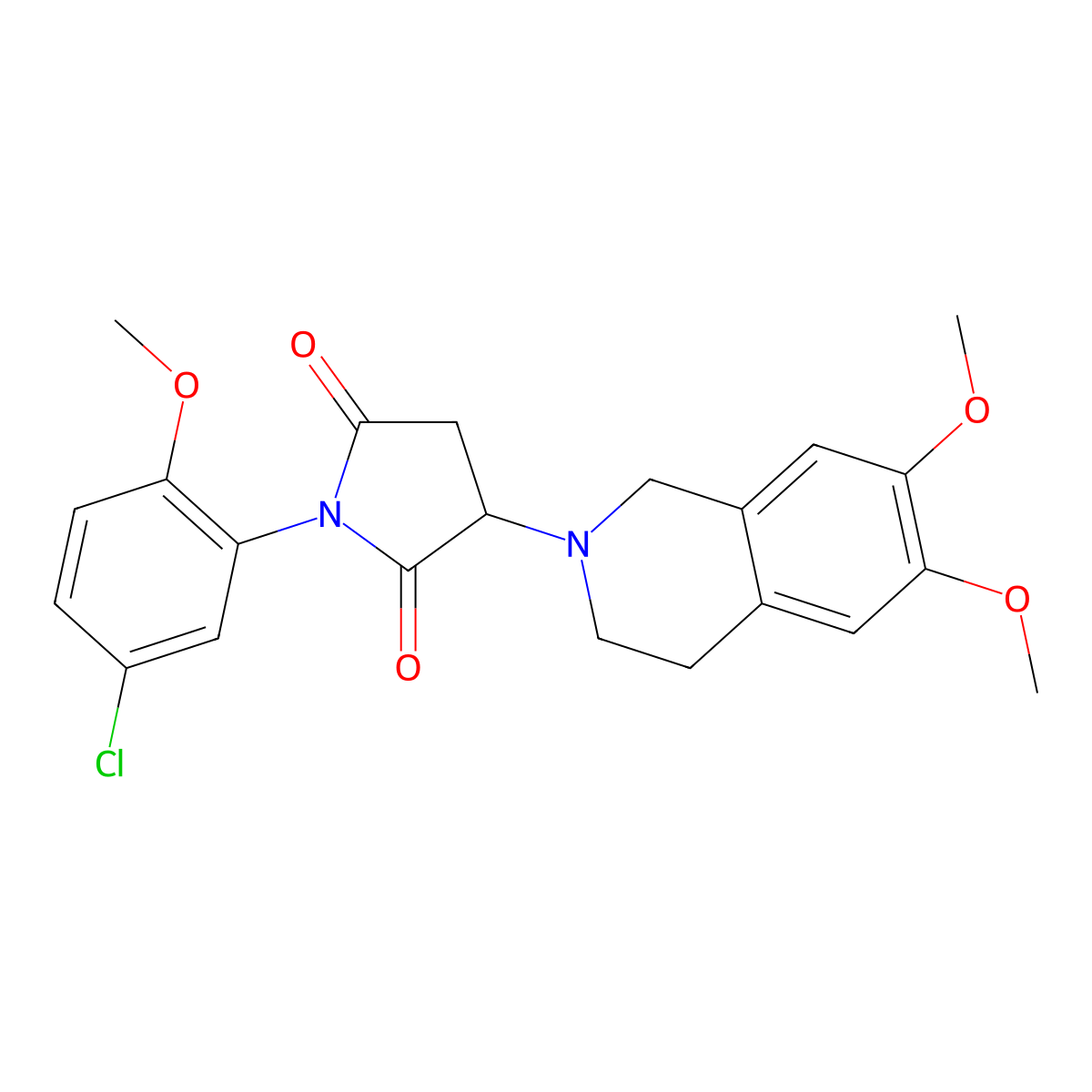 1-(5-chloro-2-methoxyphenyl)-3-(6,7-dimethoxy-3,4-dihydroisoquinolin-2(1H)-yl)pyrrolidine-2,5-dione molecular structure, CAS 1087660-13-6