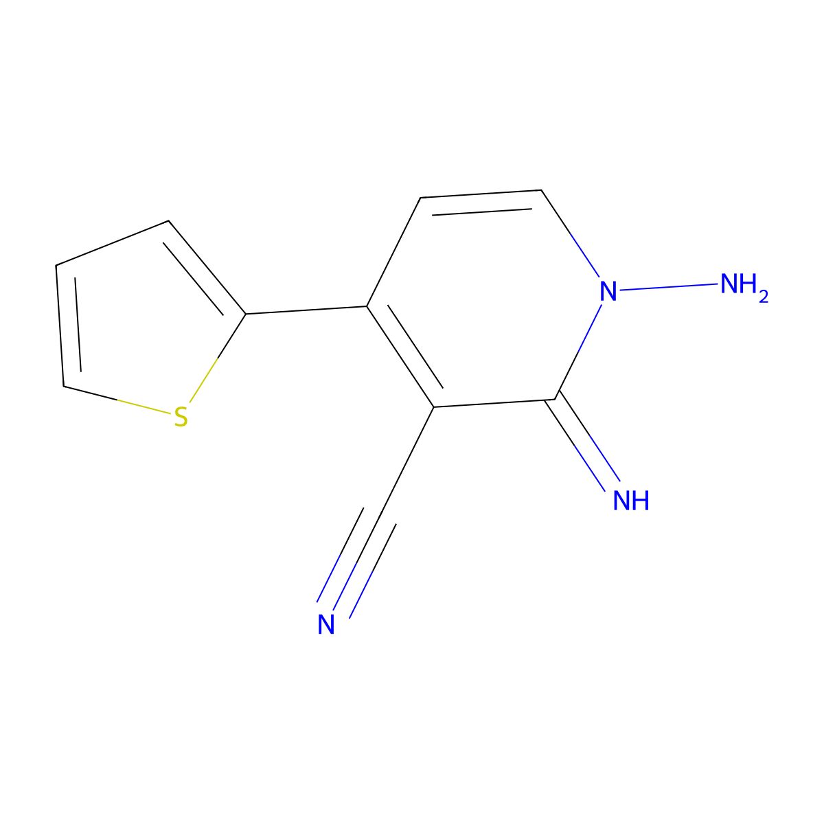 1-Amino-2-imino-4-(2-thienyl)-1,2-dihydro-3-pyridinecarbonitrile molecular structure, CAS 108767-00-6