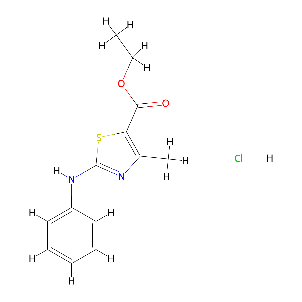 Ethyl 4-methyl-2-(phenylamino)-1,3-thiazole-5-carboxylate hydrochloride molecular structure, CAS 1087715-00-1
