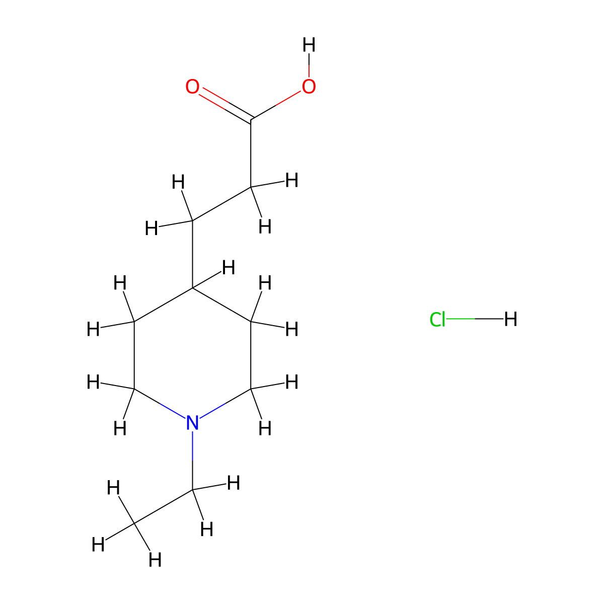3-(1-Ethyl-piperidin-4-yl)-propionic acid hydrochloride molecular structure, CAS 1087728-65-1